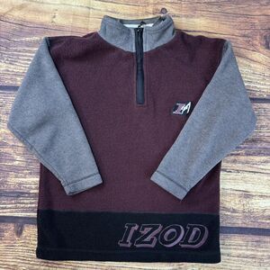 Vintage Izod Black Gray Burgundy Quarter Zip Sweater Boys Size Small (8)